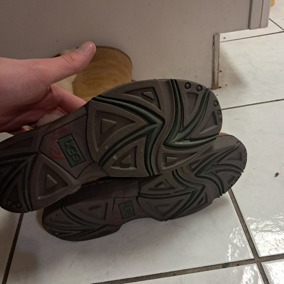 UGG Boots Women's 7 Sunburst Tall Exposed Sheepskin Tan Suede Winter Luxury - Picture 4 of 5